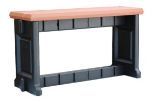 leisure accents bench, redwood top with black sides, 1 pack - proudly made in the usa, click and lock hardware-free assembly, durable and stylish outdoor seating