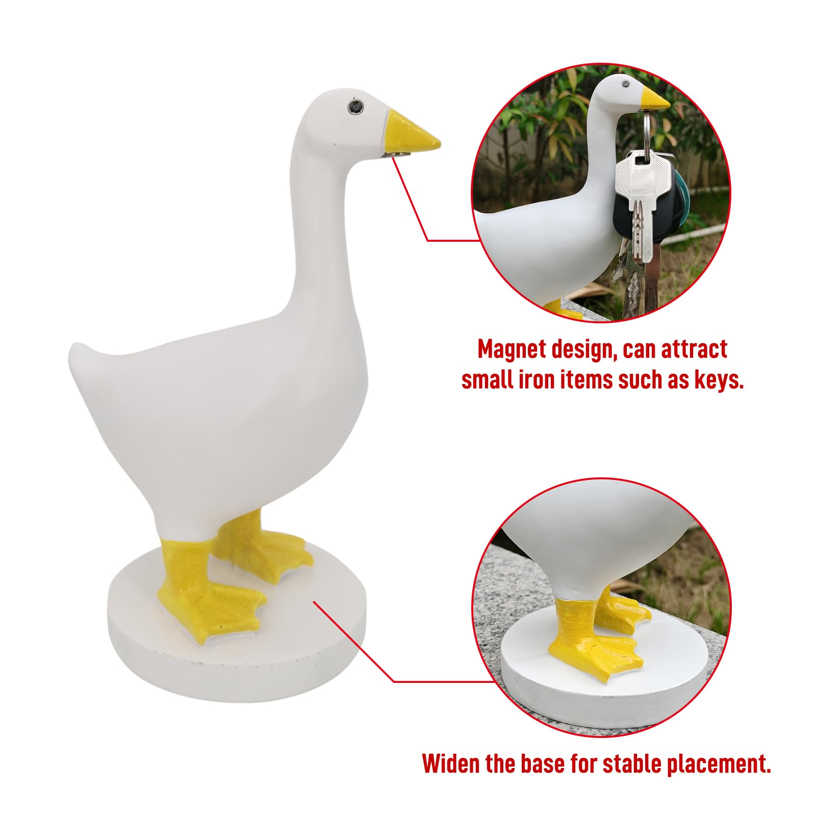 TREETDOBV Magnetic Goose Duck Key Holder Cute Home Decor, Resin Goose Duck Figurine Statue Magnetic Tool Holder, Eye Catching Key Hanger for Home Office, Desk Accessory Housewarming Gift(#1)