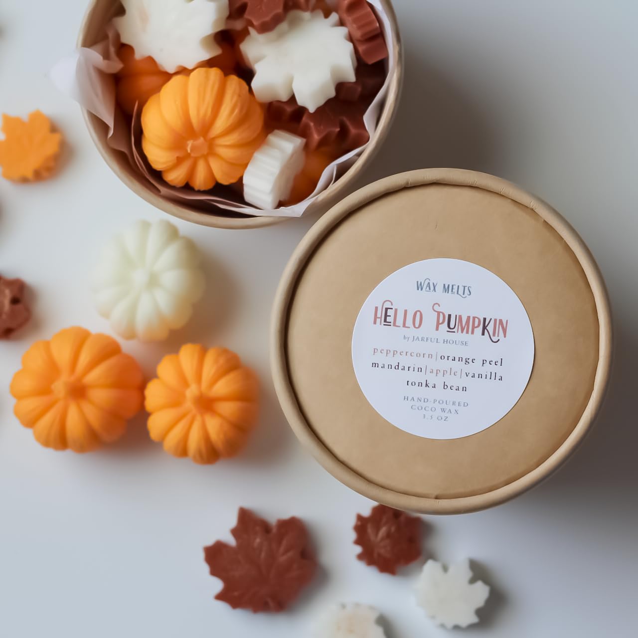 Jarful House Wax Melts Hello Pumpkin | Strong Scented Wax Tarts Peppercorn Orange Apple Vanilla Mandarin Tonka Bean