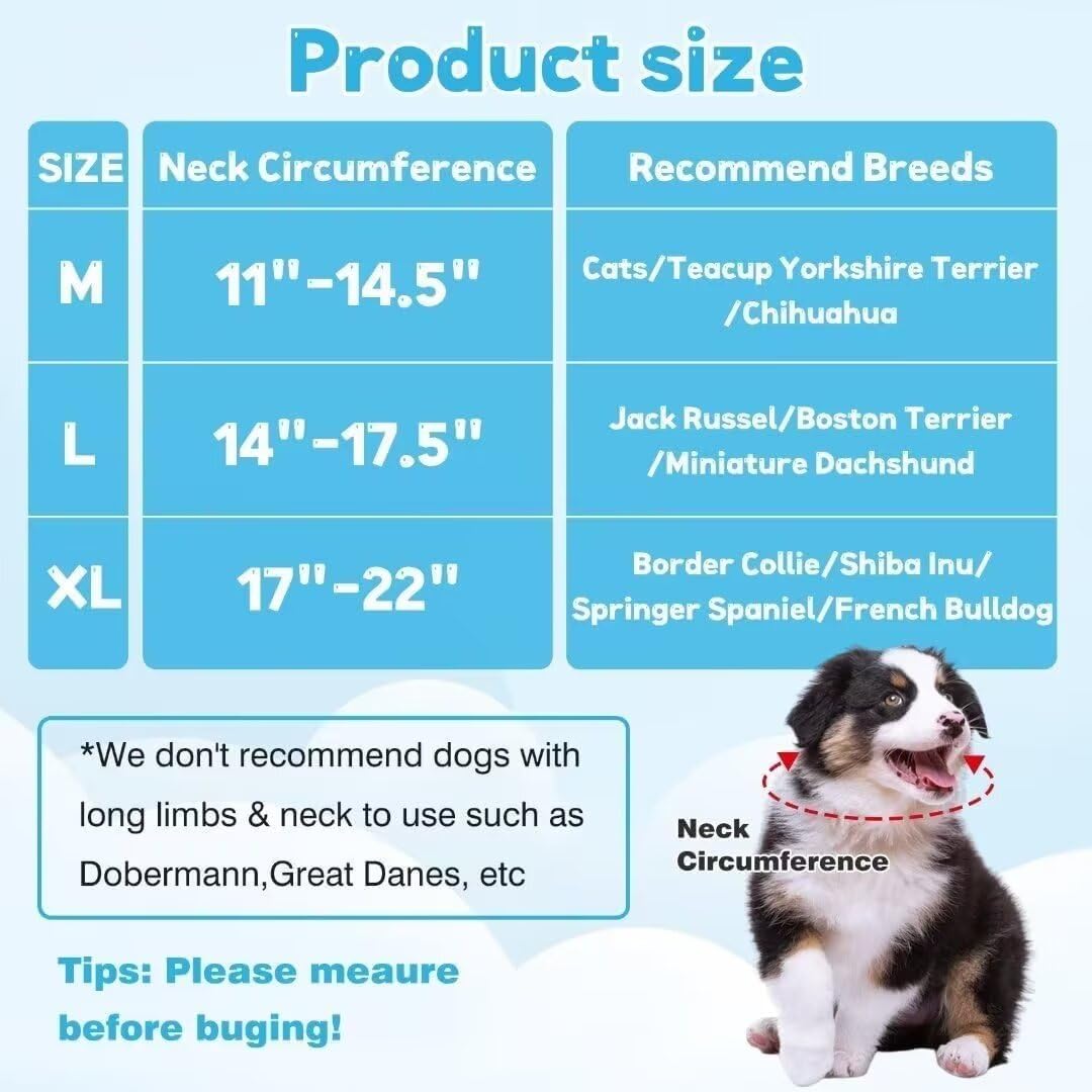 Inflatable Dog Collar Dog Donut Cone Collar Soft Recovery Pet Cone for Small Medium Large Dogs Cats Adjustable Donut Cone for Post Surgery Recovery-L