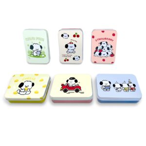 tang qira 6 pack mini metal tinplate boxes,cute cartoon dog design portable rectangular box storage kit, home organizer for stickers watercolor jewelry makeup pill candy craft containers.