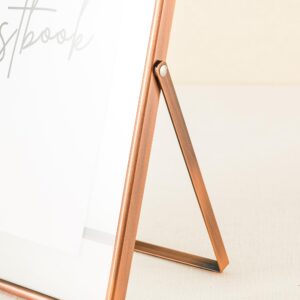 Calculs 'Please Sign' Clear Glass Copper Sign Holder, 8x10in Gold Glass Picture Frames Menu Holder for Wedding Party Table Sign