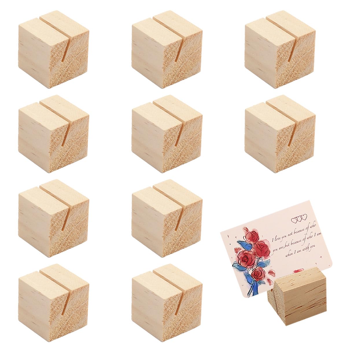 Auswalar 10 PCS Wood Place Card Holders, Wood Table Number Holders, Stands Picture Holder, for Home Wedding, Party, Decoration, Photo Display