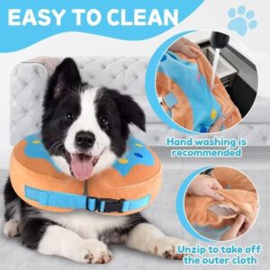 Inflatable Dog Collar Dog Donut Cone Collar Soft Recovery Pet Cone for Small Medium Large Dogs Cats Adjustable Donut Cone for Post Surgery Recovery-L