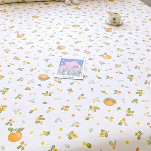 100% Cotton Fitted Sheet with Elastic Band +2pc Pillowcases Orange Fruit Print Double Queen Cal-King Size Mattress Cover for Girls Boys B99A (Queen (U.S. Standard))