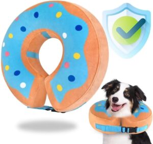 inflatable dog collar dog donut cone collar soft recovery pet cone for small medium large dogs cats adjustable donut cone for post surgery recovery-l