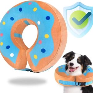 Inflatable Dog Collar Dog Donut Cone Collar Soft Recovery Pet Cone for Small Medium Large Dogs Cats Adjustable Donut Cone for Post Surgery Recovery-L