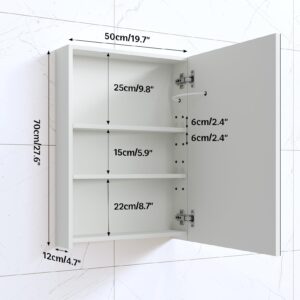 LALAHOO Medicine Cabinets for Bathroom,Medicine Cabinet Mirror,Lighted Medicine Cabinet with LED Lights,Adjustable Shelf, 3-Color, Dimmer,Defogger,20"x28"