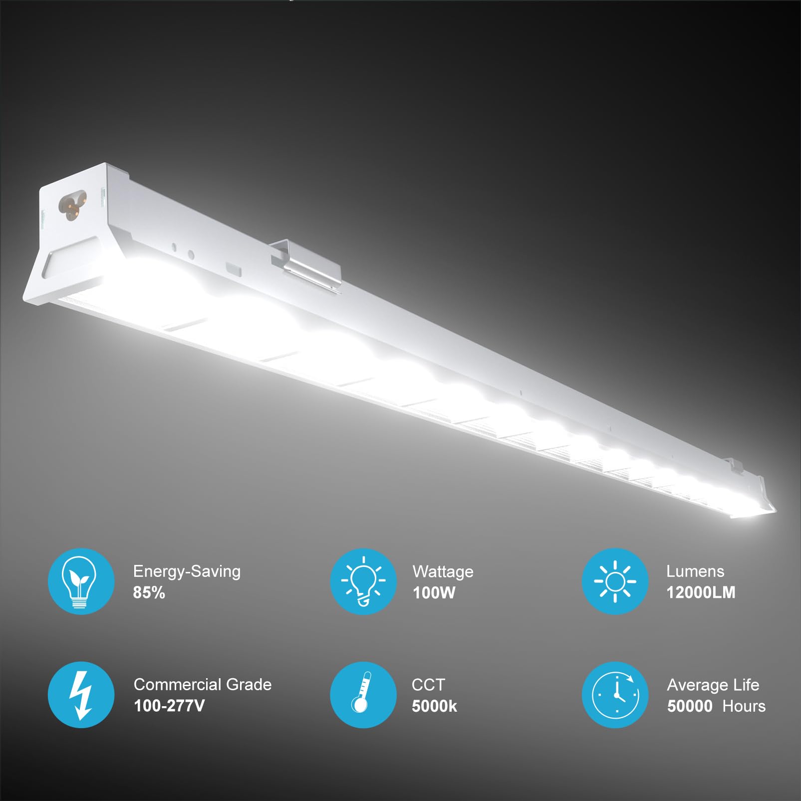 Lightdot 4FT LED High Bay Shop Light, 100-277V【Driver Equipped, 5 Years】 50W 7000LM [Eqv. 280W MH/HPS] 5000K 4' LED Shop Lights for Workshop Garage White-8Pack