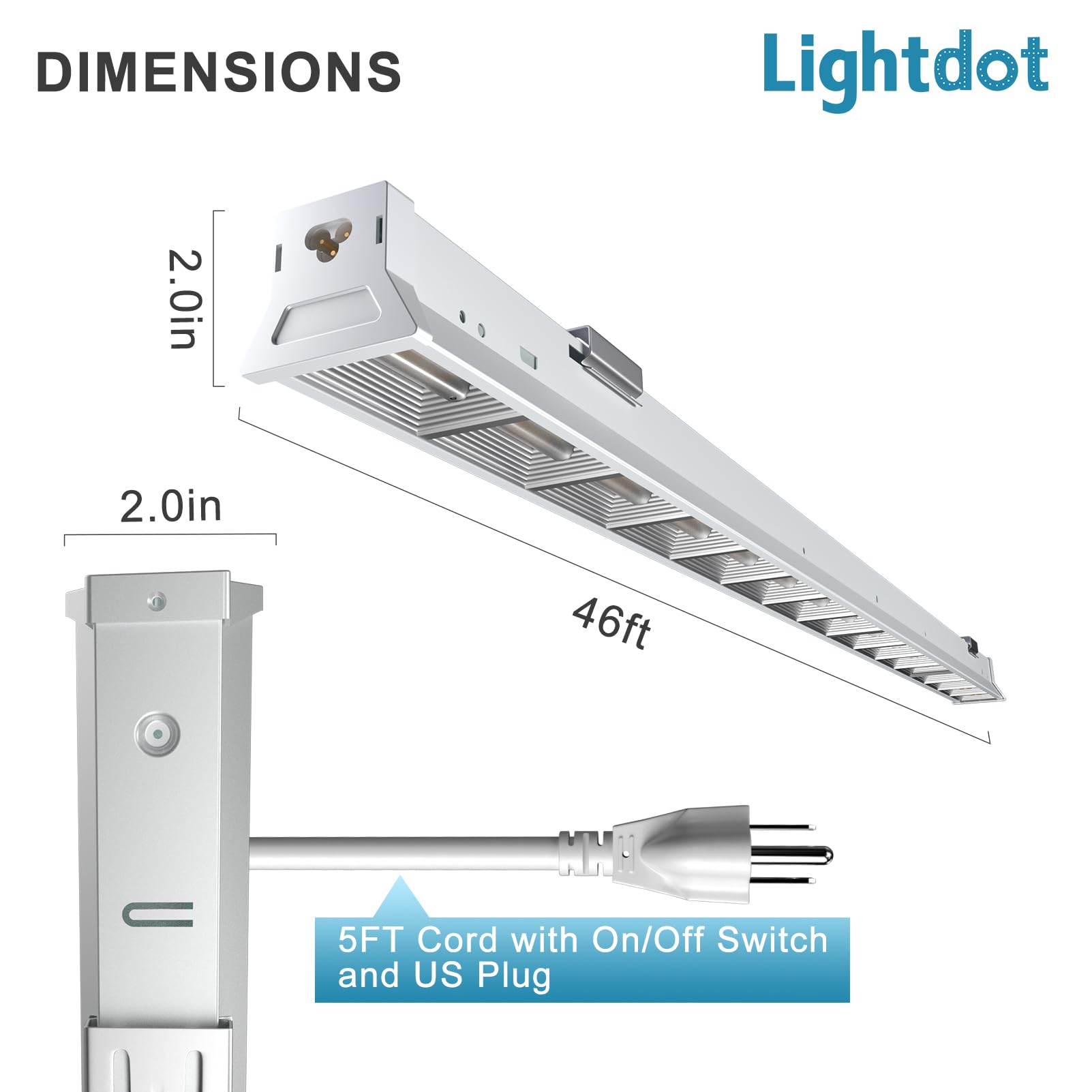 Lightdot 4FT LED High Bay Shop Light, 100-277V【Driver Equipped, 5 Years】 50W 7000LM [Eqv. 280W MH/HPS] 5000K 4' LED Shop Lights for Workshop Garage White-8Pack