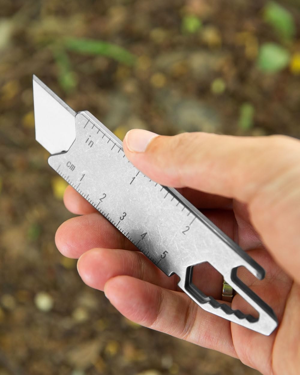 Tenchilon T394 Utility Knife, 10-in-1 Multi-Tool Retractable Pocket Knife, 3.94 inches Titanium Handle with Pry Bar, 10pcs Extra Replaceable SK5 Blades, Keychain Carry Box Cardboard Cutter EDC Knives