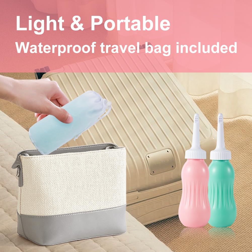 OFFO Portable Bidet Sprayer, 17OZ (500ML) Large Capacity Handheld Personal Travel Bidet Kit with Travel Bag for Toilet Self Cleaning Green