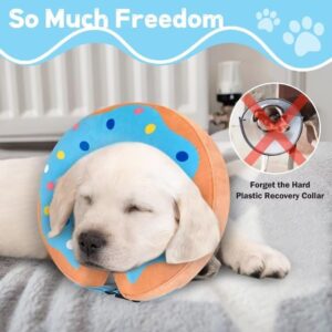 Inflatable Dog Collar Dog Donut Cone Collar Soft Recovery Pet Cone for Small Medium Large Dogs Cats Adjustable Donut Cone for Post Surgery Recovery-L