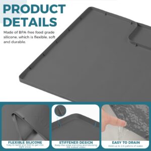 XDS 34''x22'' Cut to Fit Under Sink Mats,Silicone Under Sink Liner for Kitchen Cabinets, Preventing Drips, Leaks, Spills (Dark Gray)