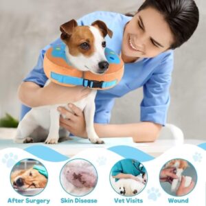 Inflatable Dog Collar Dog Donut Cone Collar Soft Recovery Pet Cone for Small Medium Large Dogs Cats Adjustable Donut Cone for Post Surgery Recovery-L