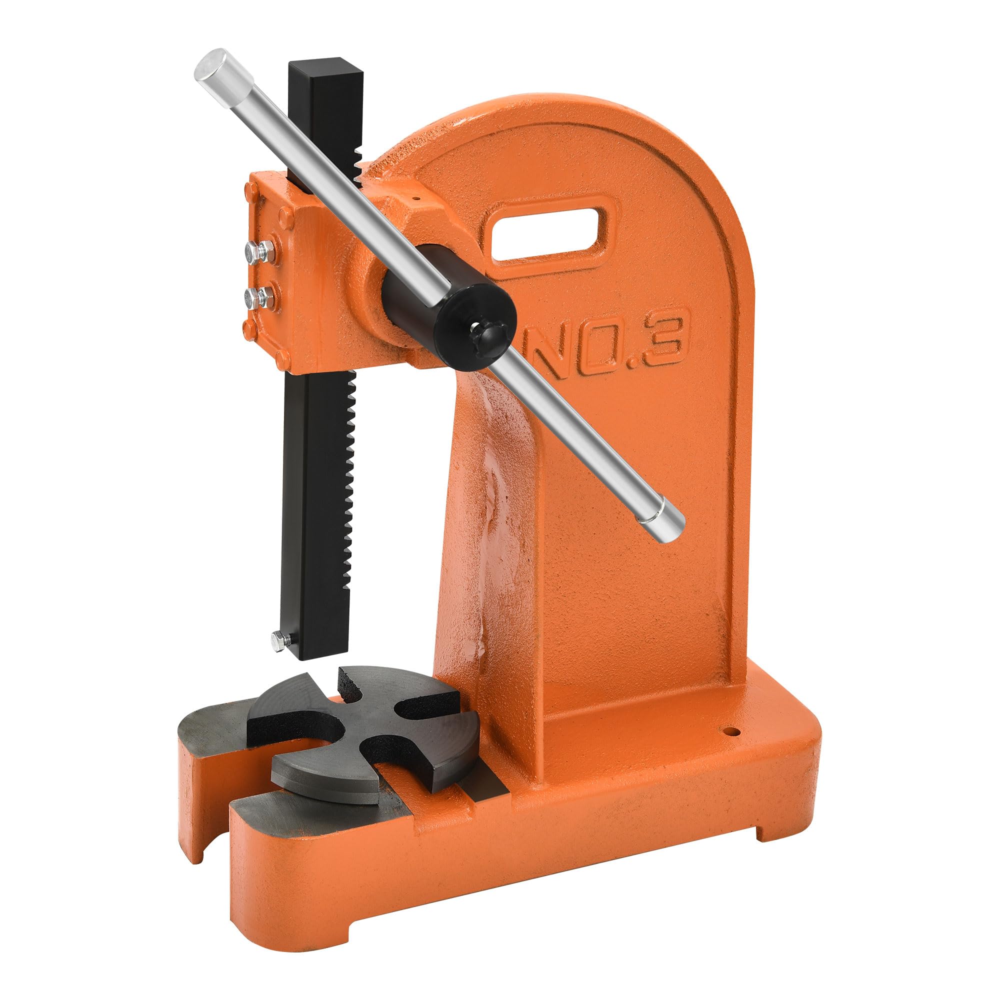 YITAHOME 3 Ton Manual Arbor Press, 12.2 Inch Maximum Height, Heavy Duty Arbor Presses, Press Machine for Riveting Punching Holes, Orange Manual Desktop Arbor Press Cast Iron Material