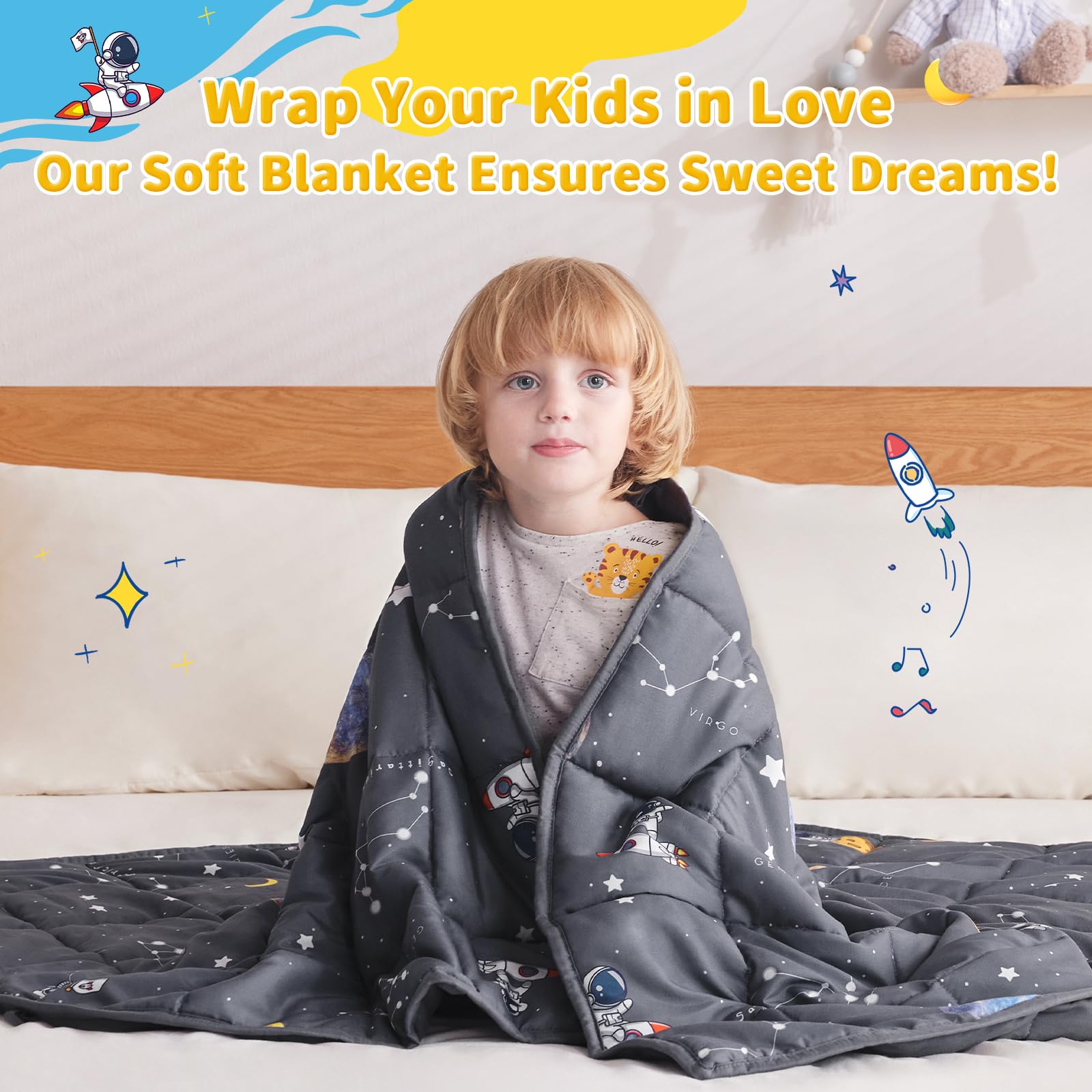 anfie Weighted Blanket Kids (36"x48" 5lbs), Weighted Blanket Cooling Blanket for Sleeping,Throw Size Breathable Blanket with Premium Glass Bead(Space Grey)