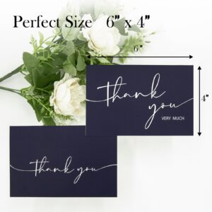 NESCCI 24 PCS Thank You Cards With Envelopes,Thank You Card,4x6 Inch Minimalistic Design, Thank You Notes for Wedding, Business, Baby Shower, Small Business, Funeral, Graduation (Navy Blue)