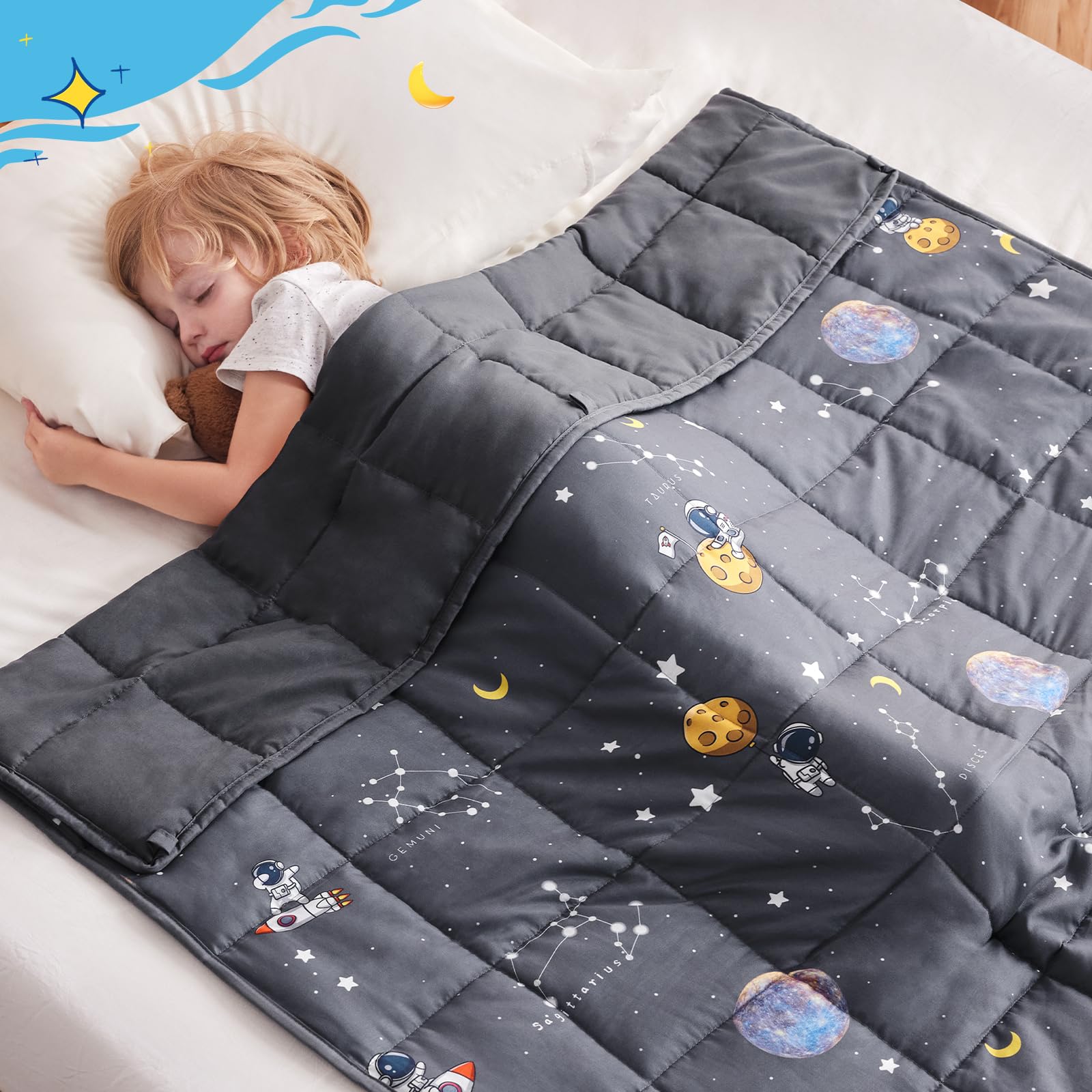 anfie Weighted Blanket Kids (36"x48" 5lbs), Weighted Blanket Cooling Blanket for Sleeping,Throw Size Breathable Blanket with Premium Glass Bead(Space Grey)