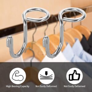 Sumnacon Hanger Hooks 30 Pcs Clothes Hanger Hooks Gold Metal Connector Hooks Mini Cascading Hanger Extender Hooks for Velvet Wooden Hangers Hat Bag Silver