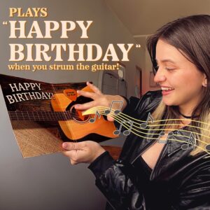 Interactive Music Birthday Card - Playable Musical Birthday Cards for Men, Unique Gift for Guitar Players, Drummers & Pianist, Musician Friends & Son, Musical Instrument Touch to Play (Guitar)