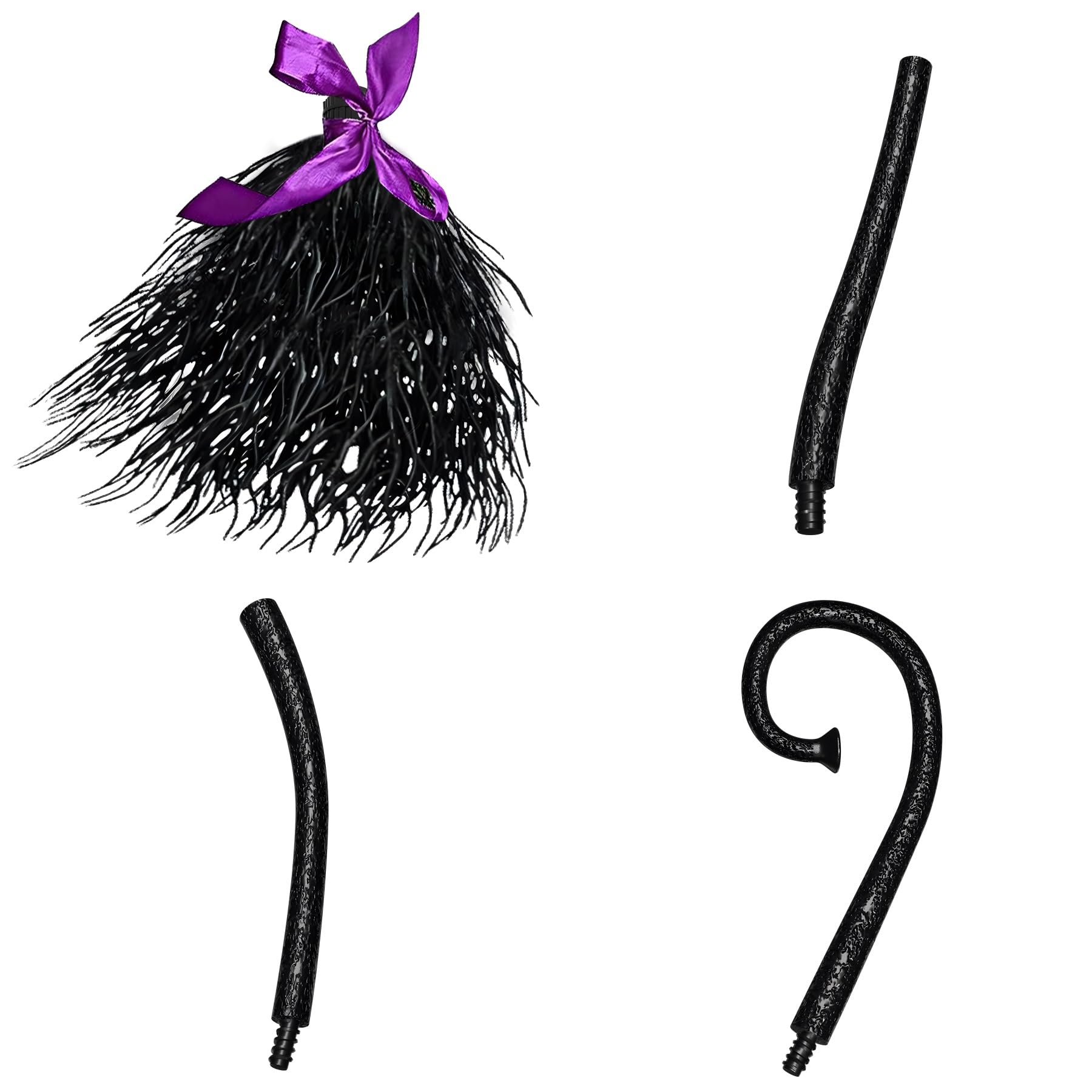 Halloween Witch Broom with Ribbons for Kids, Wizard Flying Wicked Prop Witches Broomstick Adult for Cosplay Party, Witch Decorations