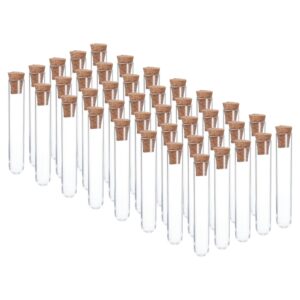 patikil 5ml plastic test tubes with cork stoppers, 40pcs 75x12mm tubes for scientific party decoration candy bead storage bath salt lab use, clear