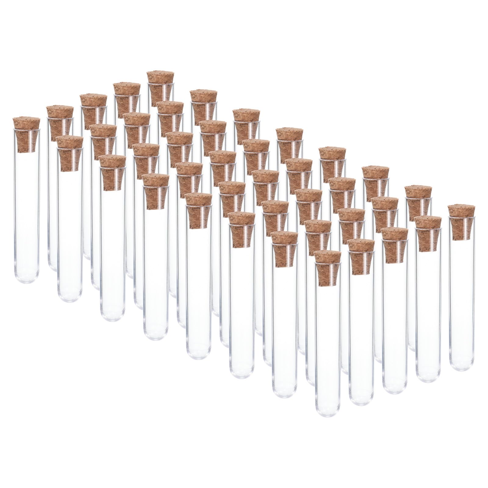 PATIKIL 5ml Plastic Test Tubes with Cork Stoppers, 40Pcs 75x12mm Tubes for Scientific Party Decoration Candy Bead Storage Bath Salt Lab Use, Clear