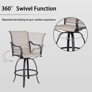 LOKATSE HOME Outdoor Swivel Bistro Stool Set of 6, Patio Metal Frame Furniture Textilene Bar Height Armchairs for Balcony, Poolside, Backyard, Garden