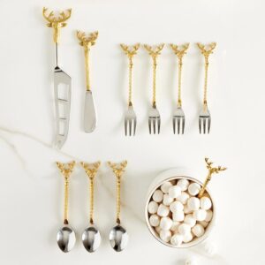 Santa Barbara Design Studio Holiday Charcuterie Accessories Mini Serving Spoons, Set of 4, Gold/Silver