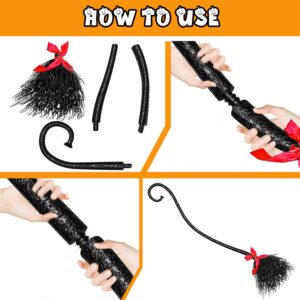 Halloween Witch Broom with Ribbons for Kids, Wizard Flying Wicked Prop Witches Broomstick Adult for Cosplay Party, Witch Decorations