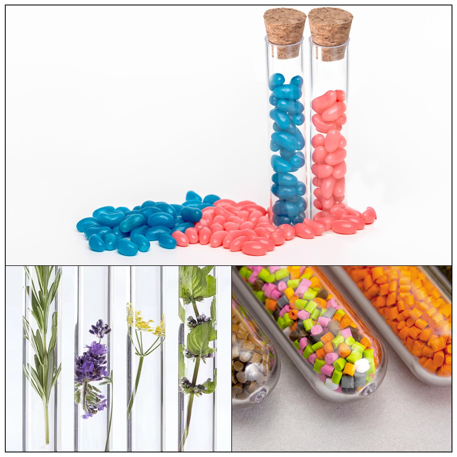 PATIKIL 9ml Plastic Test Tubes with Cork Stoppers, 20Pcs 100x15mm Tubes for Scientific Party Decoration Candy Bead Storage Bath Salt Lab Use, Clear