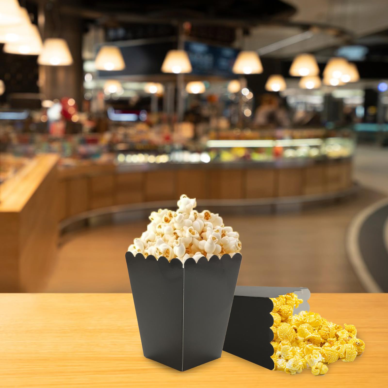 CertBuy 200 Pcs Black Popcorn Boxes, Paper Popcorn Bags, Cardboard Popcorn Container, Reusable Mini Paper Popcorn Containers for Party, Birthday, Wedding Decoration (2.2 x 4.2 x 3 in)