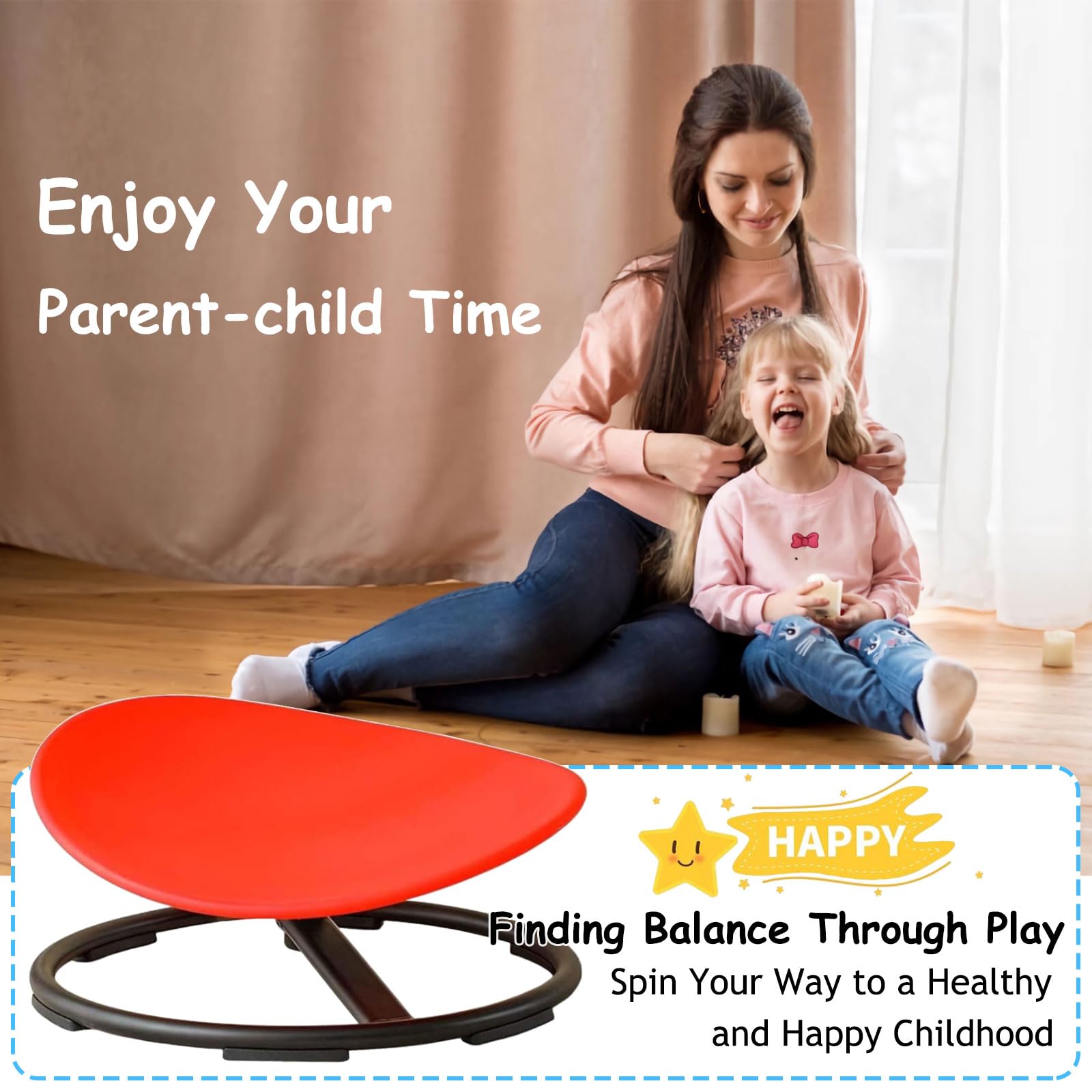 Kids Sensory Chair for Autism Kids Swivel Chair,Kids Sit and Spin Sensory Chair,Sensory Toy Chair,Carousel Spin Sensory Chair for Kids,Metal Base Non-Slip Wobble Chair Sitting Comfortably