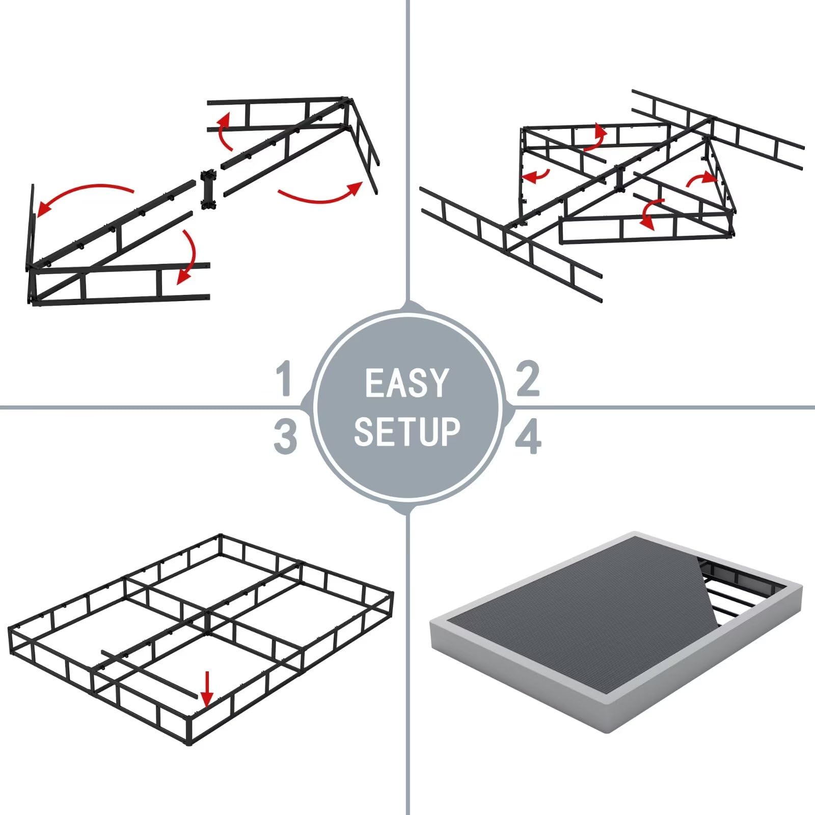 ALDRICH Queen Box Springs 9 Inch Heavy Duty Metal Box Spring Mattress Foundation 3000lbs Max Weight Capacity/Non-Slip/No Noise/Easy Assembly/Easy Clean Cover