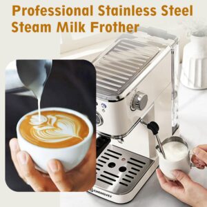 Espresso Machine 20 Bar, Stainless Steel Iced Coffee Maker, Professional Espresso Maker with Milk Frother Steam Wand, Compact Coffee Machine, Gift for Dad or Mom CCHENGVEY