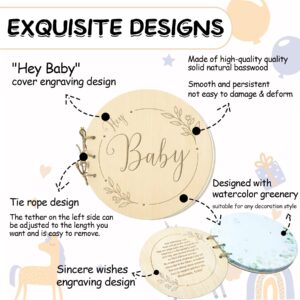 1DFAUL Baby Shower Guest Book, 80 Pages Hey Baby Shower Sign in Guest Book with Watercolor Design, Baby Shower Guest Book Alternatives Girl Boy, Wood Guestbook Keepsake Gift for New Parents