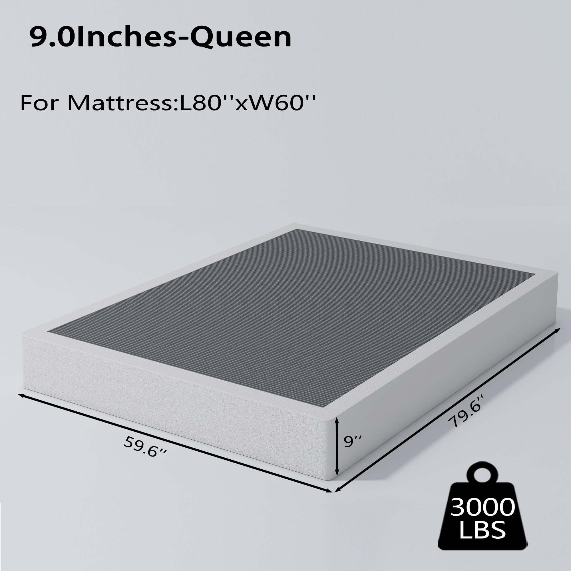 ALDRICH Queen Box Springs 9 Inch Heavy Duty Metal Box Spring Mattress Foundation 3000lbs Max Weight Capacity/Non-Slip/No Noise/Easy Assembly/Easy Clean Cover