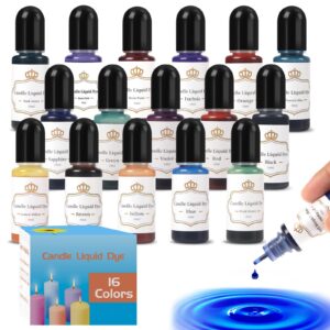 vast want candle dye - 16 bottles vivid colors liquid candle dye for soy wax, high concentrate candle color dye for beeswax, gel wax, palm wax- each 10ml/ 0.35 oz