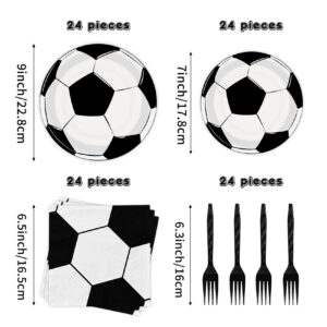 BQK 96 Pcs Soccer Plates and Napkins Party Supplies Soccer Paper Plates Soccer Birthday Party Decorations Soccer Party Favors Soccer Themed Birthday Party Supplies