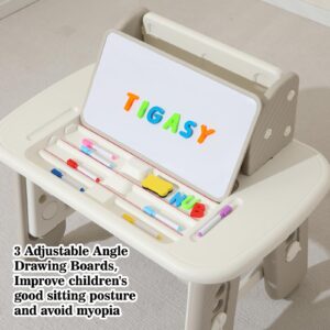 4-Level Height Adjustable Toller Table for Ages 2-11, A Easy to Clean Children's Table for Playing, Drawing, Reading or Eating.(Bookshelf)