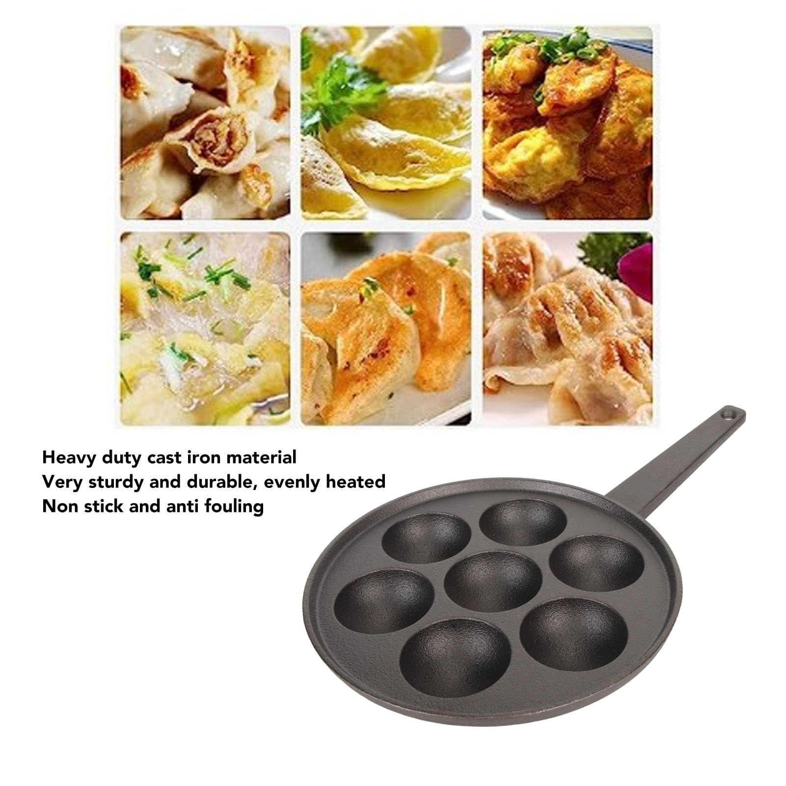 Pssopp 7 Holes Takoyaki Pan,Cast Iron NonStick Takoyaki Grill Pan Plate Takoyaki Maker Pancake Balls Takoyaki Pan Nonstick Cast Baking Tray