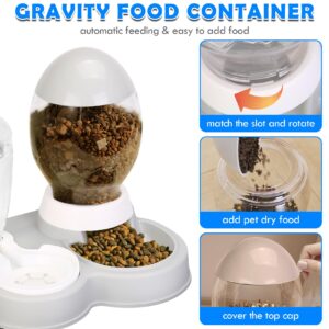 YECERCAN Gravity Feeder Cat Dry Food and Water Set, 2 in 1 Automatic Cat Feeder and Water Dispenser with Waterproof Mat,Pet Food/Water Bowls for Small to Medium Pups, Kittens,Rabbits...