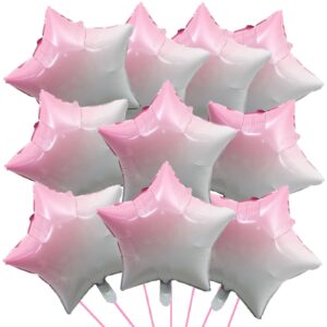 kalor 18 inch gradient pink star mylar balloons, 10 pcs pink white star shape foil balloon helium balloons for wedding, baby shower, birthday party decorations