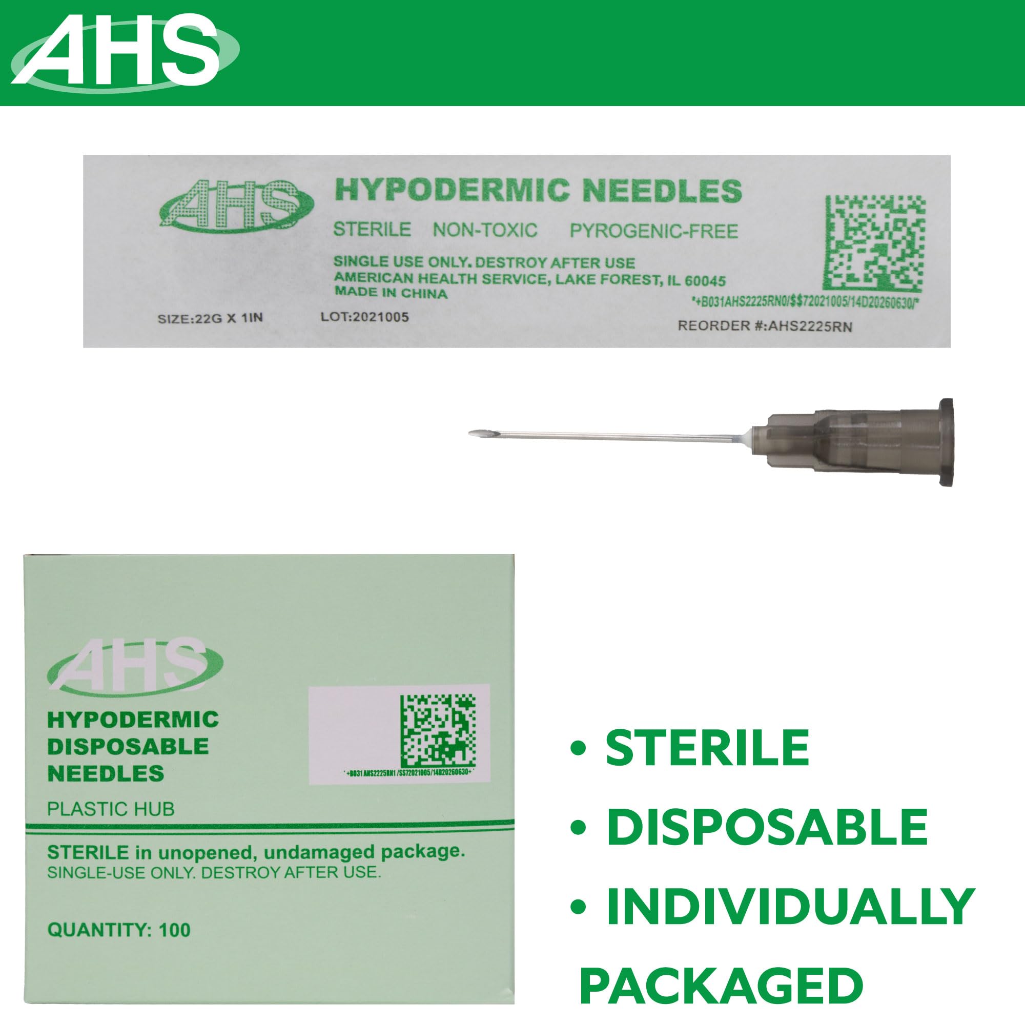 Sterile Disposable Injection Needle with Cap for Animal, Pet, Poultry and Industrial Dispensing Needle Accessories (22G X 1)