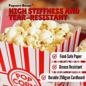 ZEEGOO 20-Pack Popcorn Boxes, Sturdy and Durable Popcorn Bucket, Large Capacity Popcorn Containers, Convenient Movie Night Supplies, Popcorn Cups for Families, Parties, Carnival and Popcorn Machine