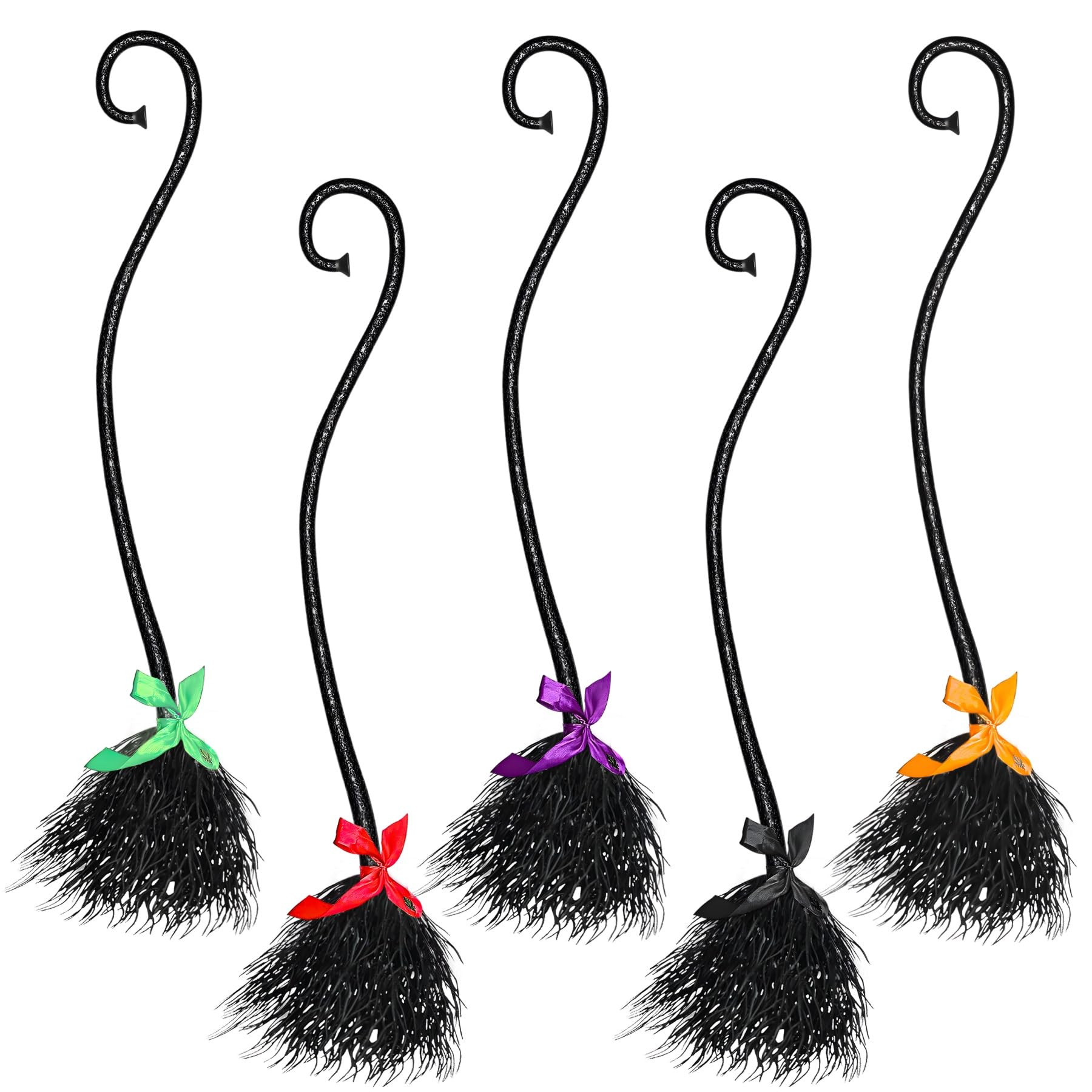 Halloween Witch Broom with Ribbons for Kids, Wizard Flying Wicked Prop Witches Broomstick Adult for Cosplay Party, Witch Decorations