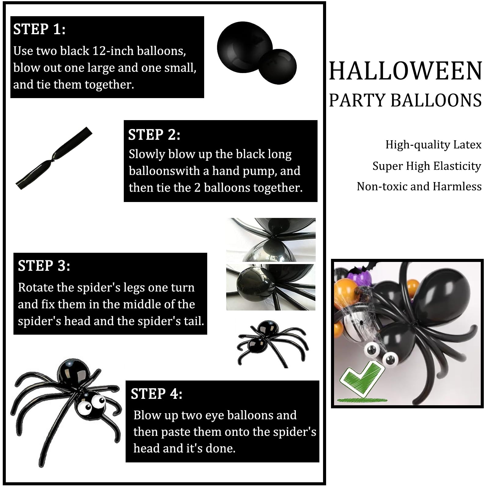 175Pcs Halloween Balloon Arch Kit, DIY Hallowen Party Supplies with Black Purple Orange Balloons for Party Decorations