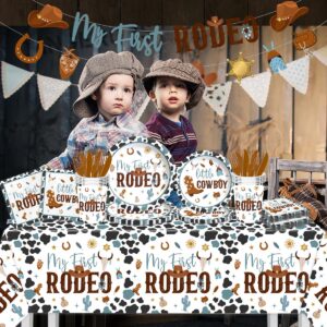 My First Rodeo Birthday Party Supplies Boy-142Pcs Western Cowboy Tableware 1st Rodeo Birthday Party Decorations Blue My First Rodeo Baby Shower Dinnerware for Boy