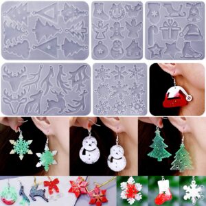 zqysing (5 pack) resin earring molds, resin jewelry molds christmas silicone pendant molds for women epoxy resin christmas pendant